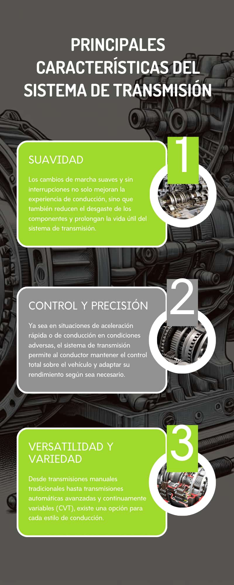 Principales características del sistema de transmisión