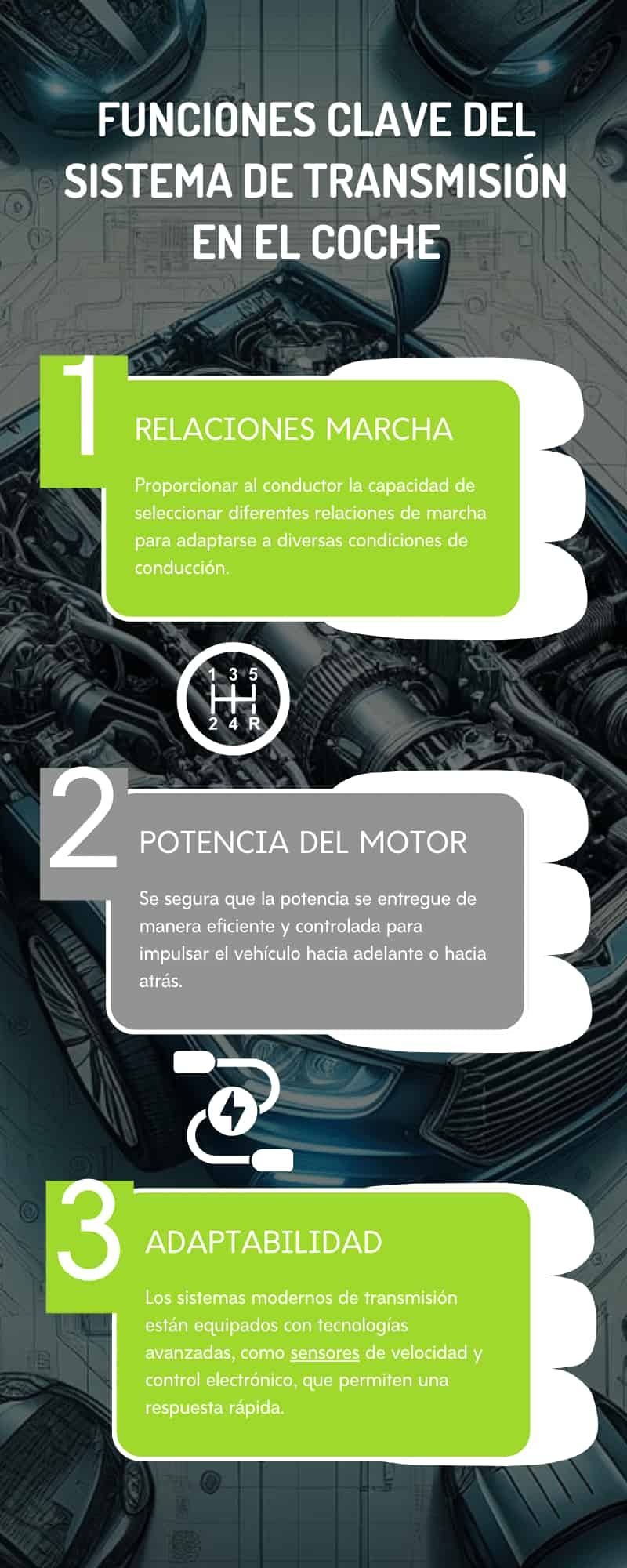 Funciones clave del sistema de transmisión