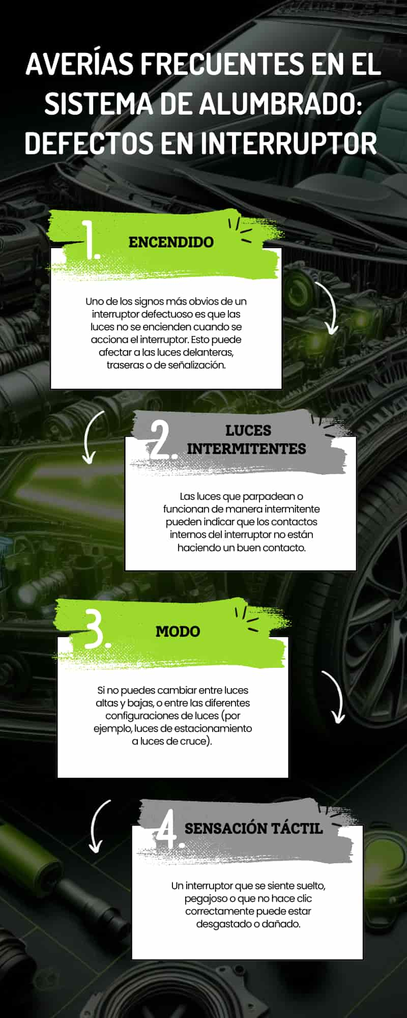 Averías frecuentes en el sistema de alumbrado del coche: Defectos en el interruptor de luces