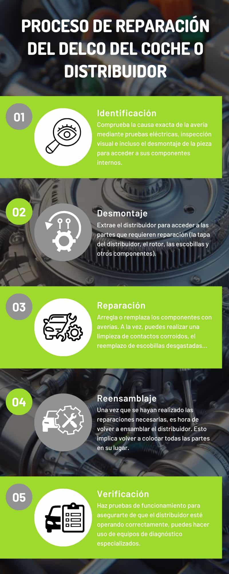 Proceso de reparación del delco o distribuidor