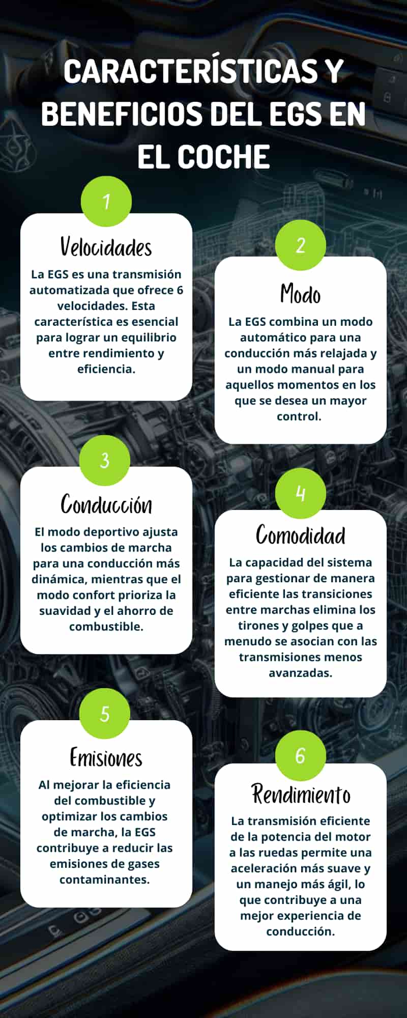 Características y beneficios esenciales del EGS en el coche