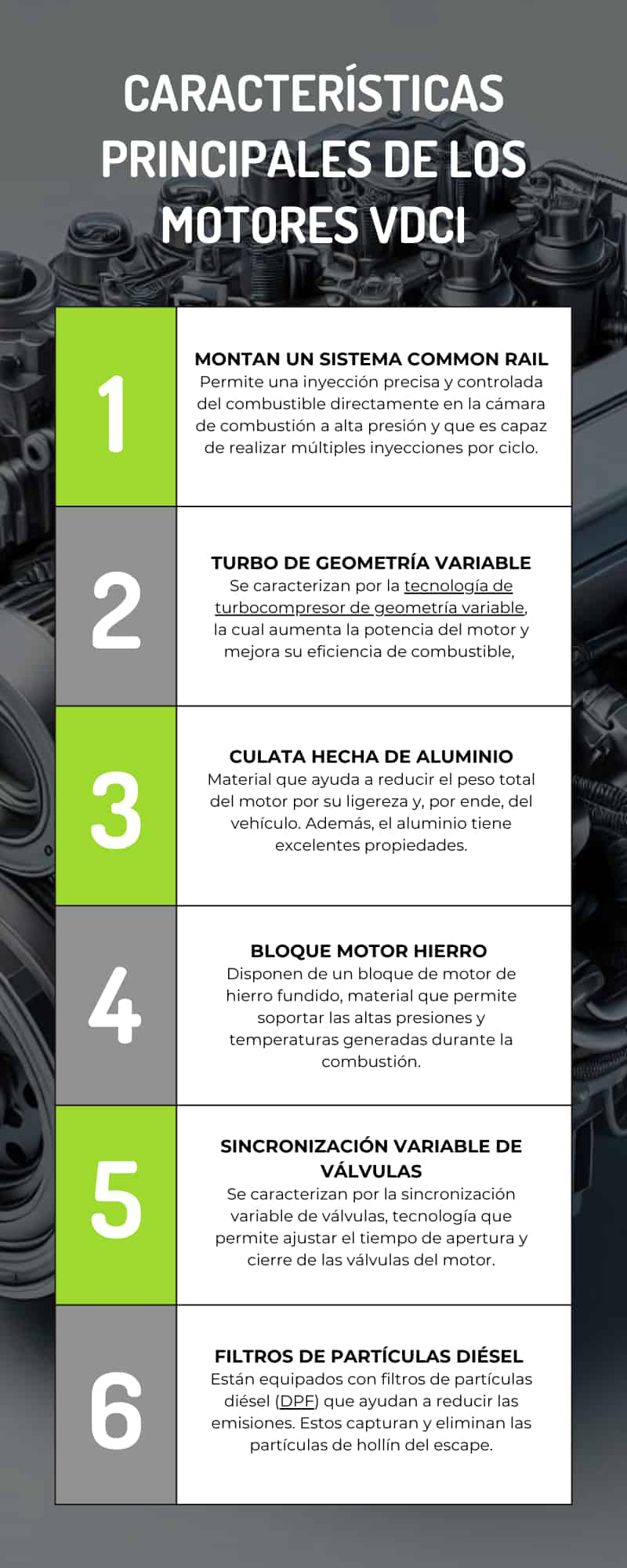 Características principales de los motores VDCi