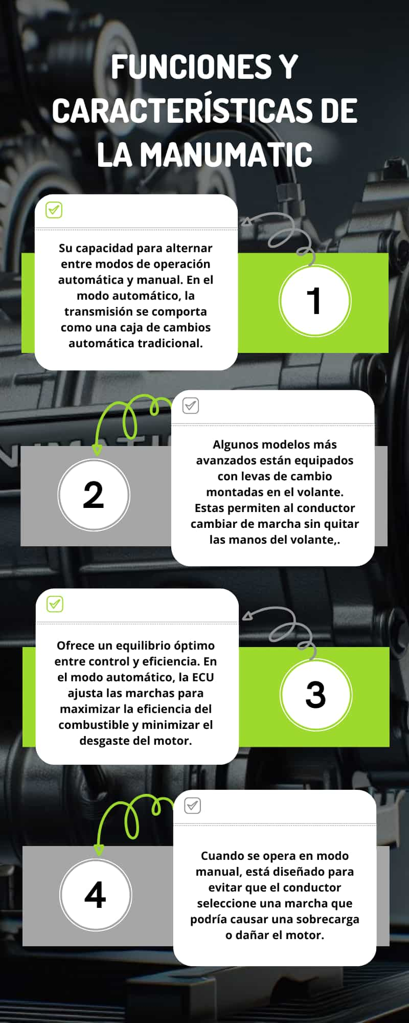 Funciones y características de la caja de cambios Manumatic