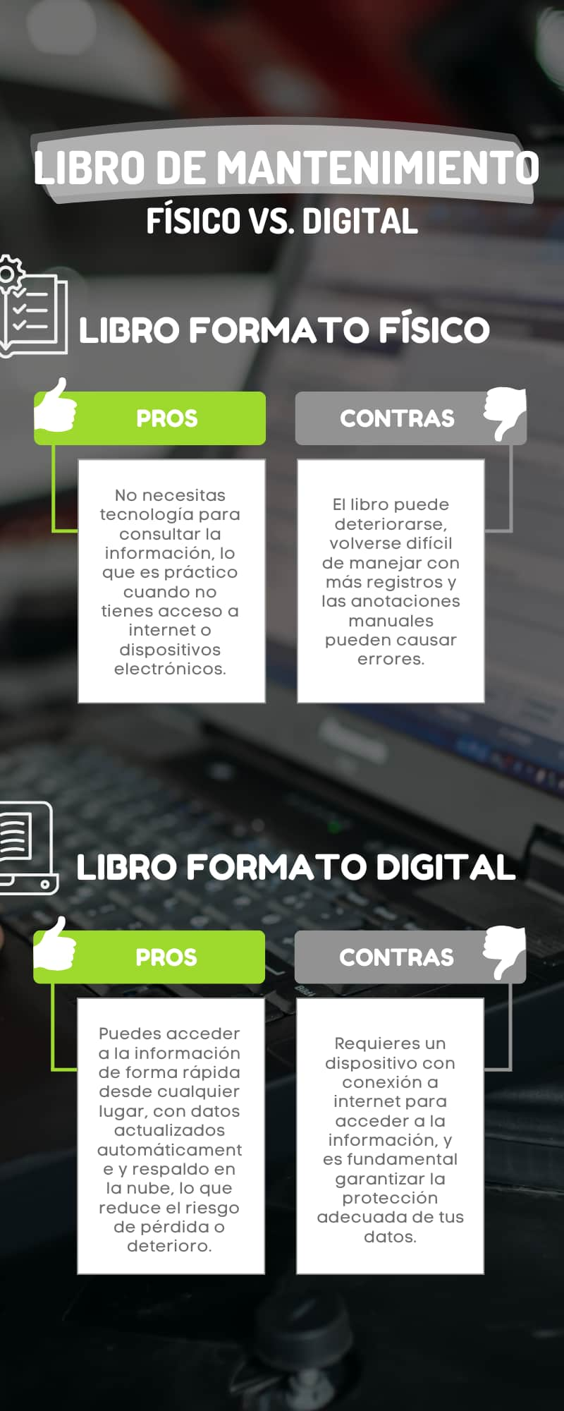 Libro de mantenimiento físico vs. digital